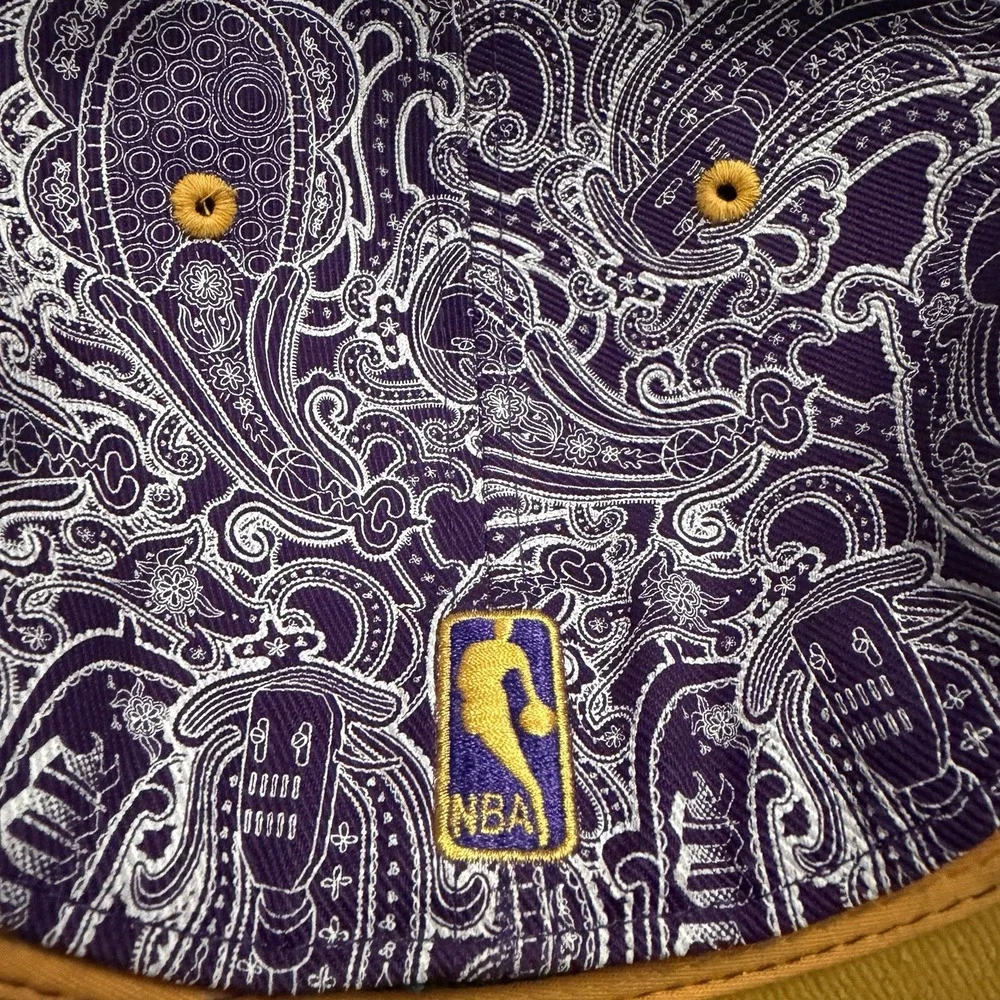Los Angeles Lakers Adidas Fitted Hat Size‎ 7 3/4 7.25 AOP Paisley All Over Print
